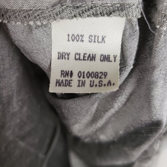 Connie Roberson Button Up Top Silver Dupioni Silk Long Sleeve Blouse Size Large - Picture 8 of 8